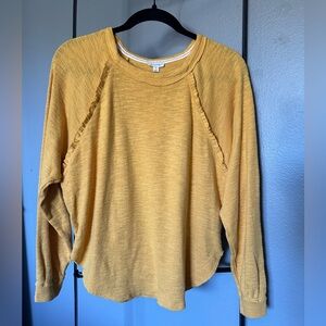 Pilcro Mustard Sweatshirt with Ruffle Detail